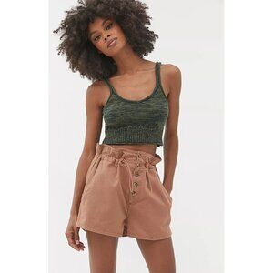 BDG Urban‎ Outfitters UO Terra Bungee Paperbag Short High Rise Button Fly Brown